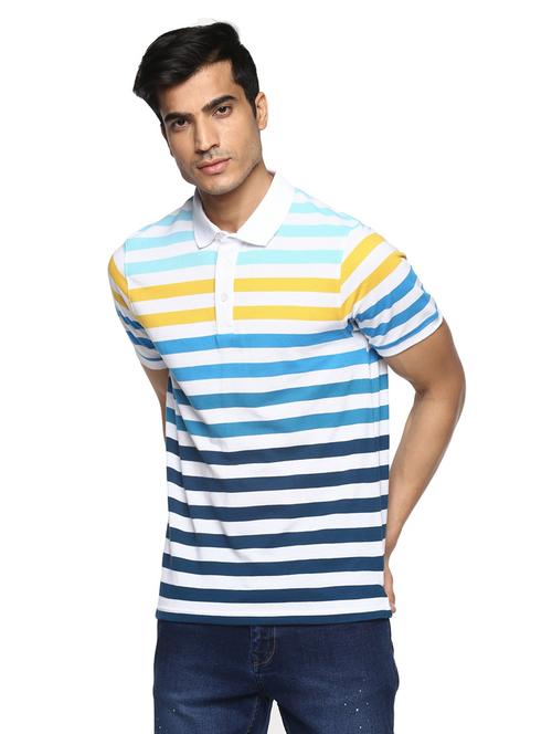men striped cotton polo t-shirt - 19964001 - Standard Image - 0