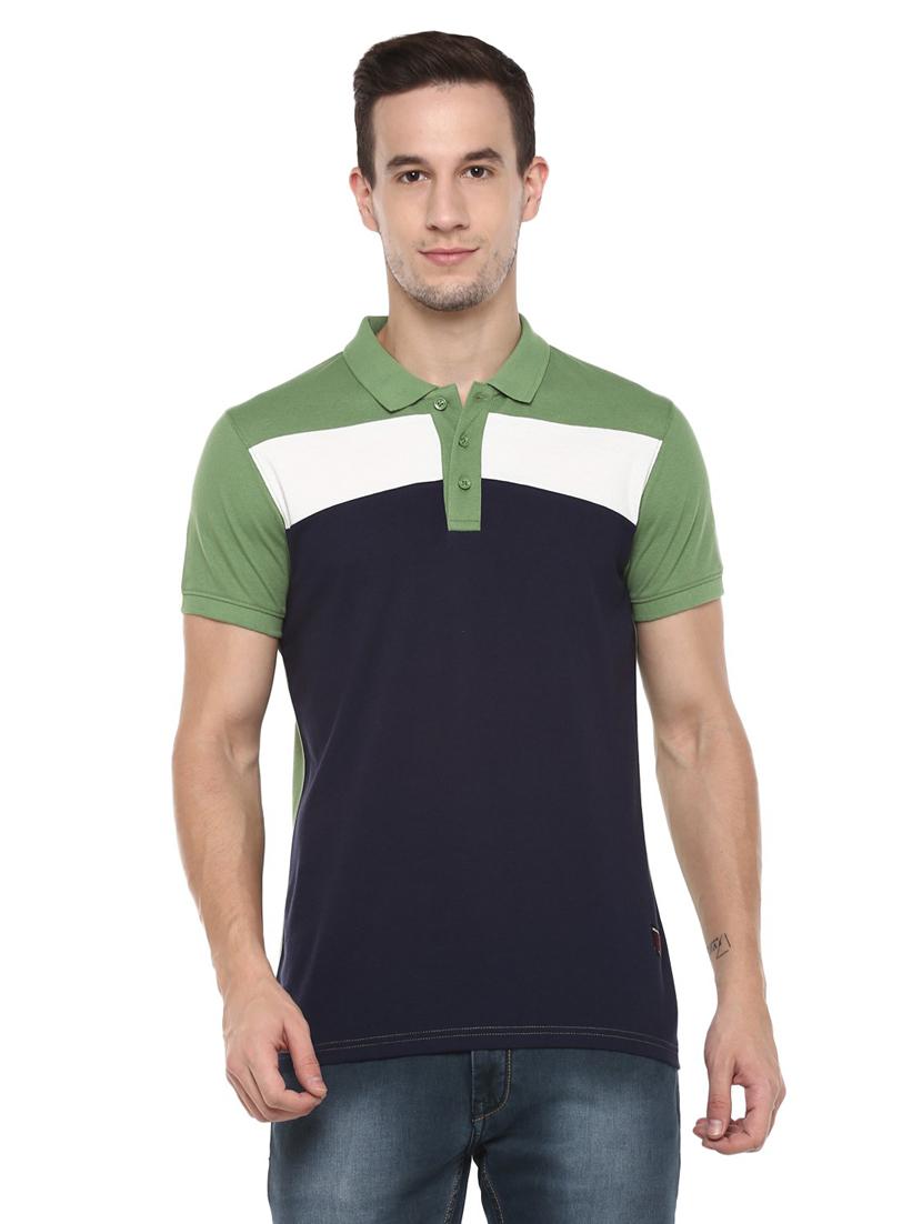 men color block cotton polo t-shirt - 19964006 - Zoom Image - 0