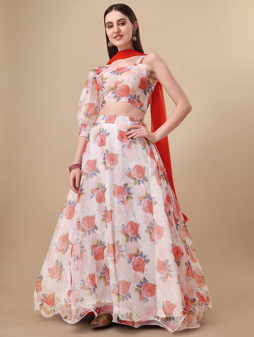 printed flared lehenga choli with dupatta - 19967858 - Zoom Image - 0