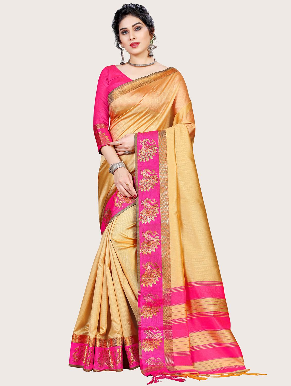 cream jacquard banarasi saree - 19967971 - Zoom Image - 0
