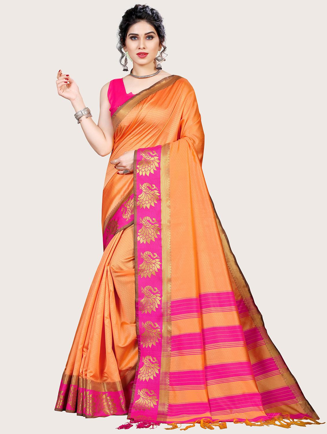 peach jacquard banarasi saree - 19967975 -  Zoom Image - 0