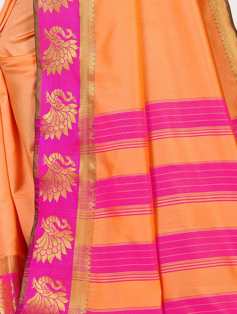 peach jacquard banarasi saree - 19967975 - Standard Image - 3
