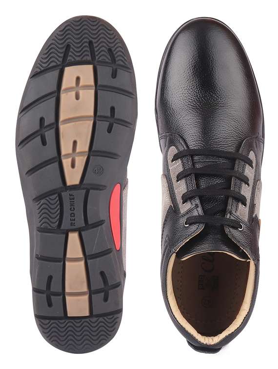 Buy online Black Lace-up Sneaker from Casual Shoes for Men by Red