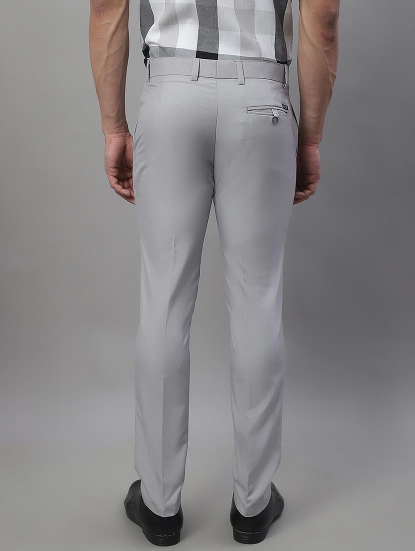 grey cotton flat front trousers formal - 19970696 - Standard Image - 3