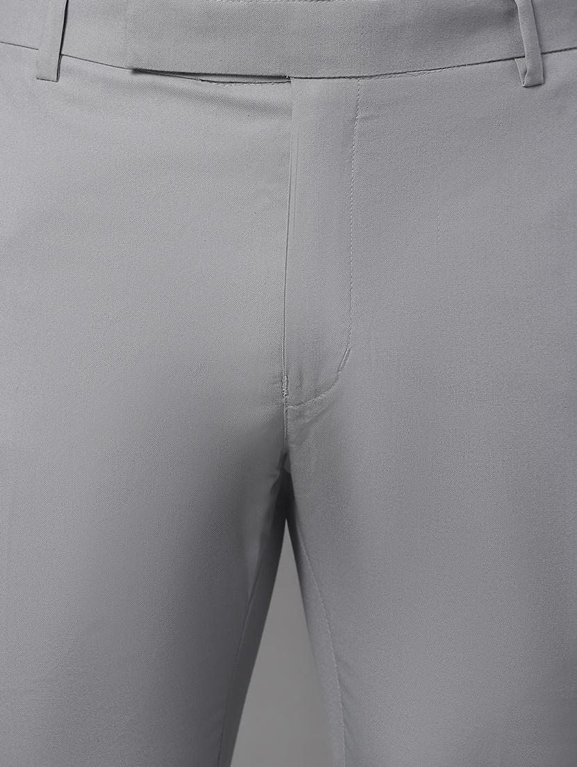 grey cotton flat front trousers formal - 19970696 - Standard Image - 5