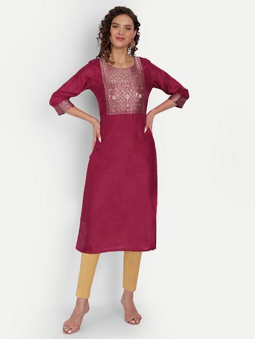 self design straight kurta - 19971067 - Standard Image - 0