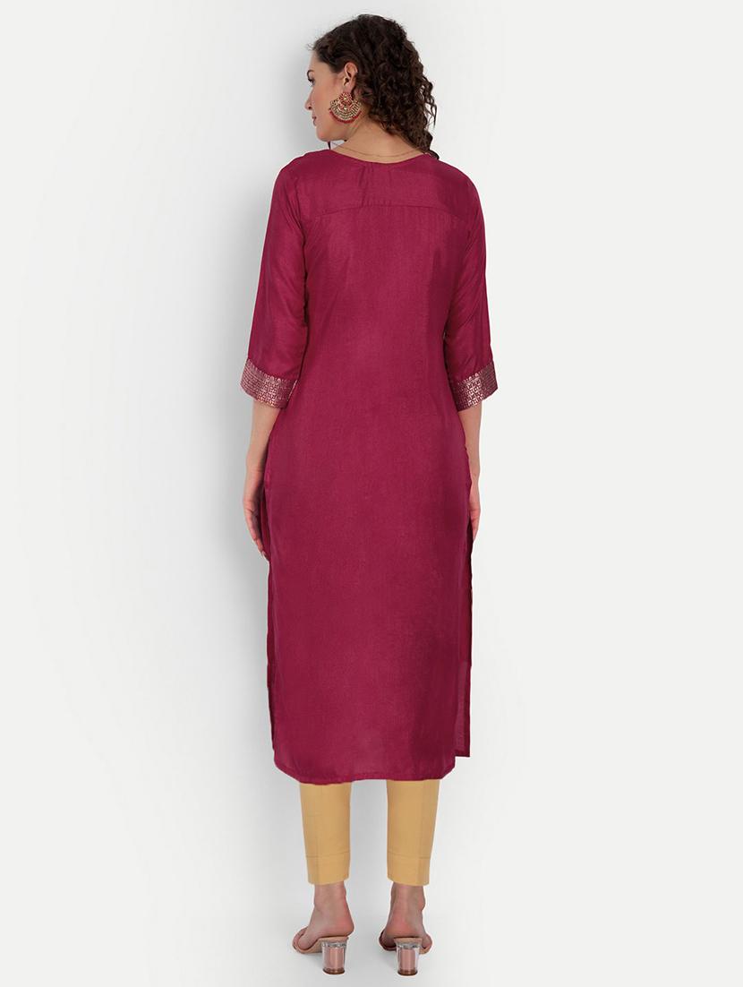 self design straight kurta - 19971067 - Standard Image - 3
