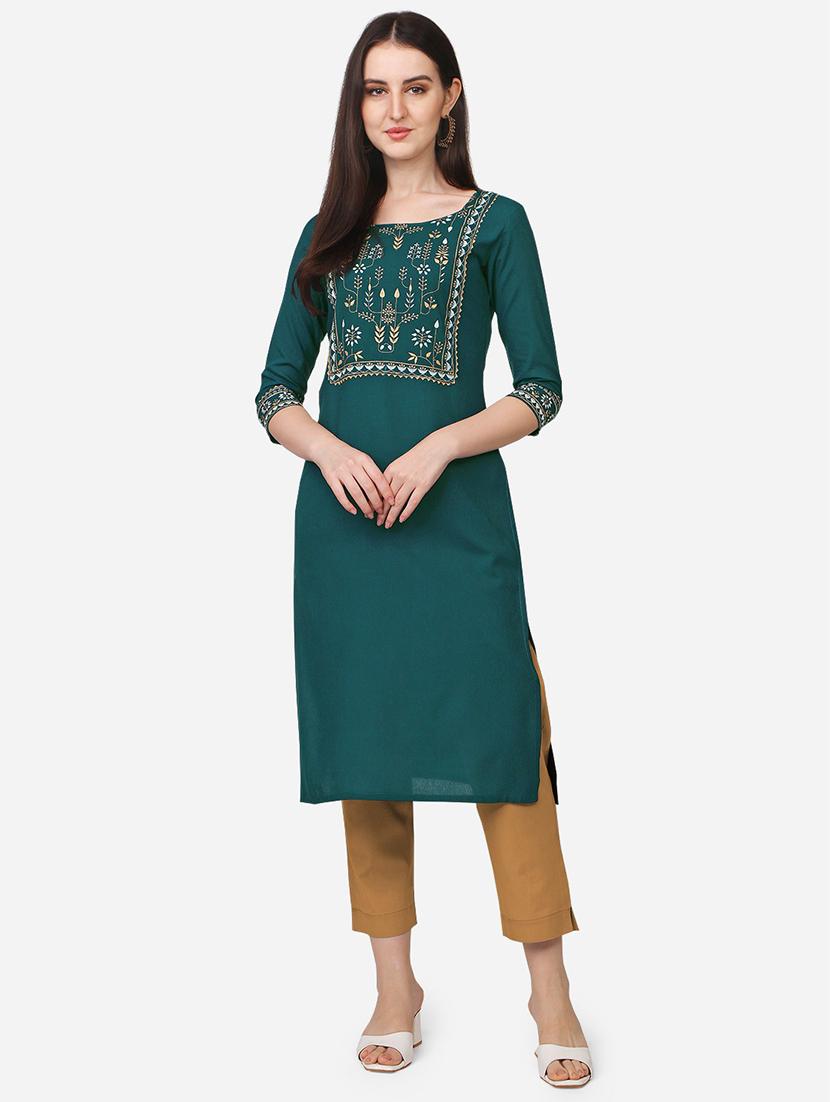 embroidered straight kurta - 19971077 - Zoom Image - 0