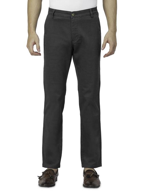 grey cotton flat front trouser - 19971589 - Standard Image - 0