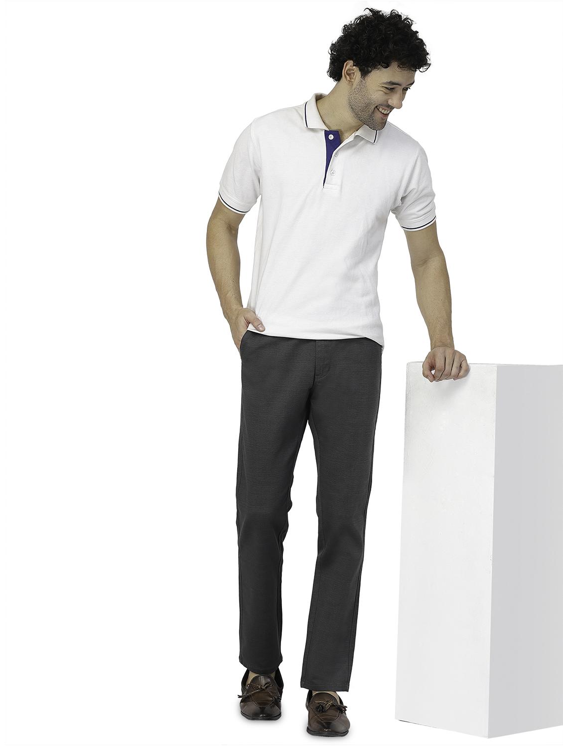 grey cotton flat front trouser - 19971589 - Standard Image - 3