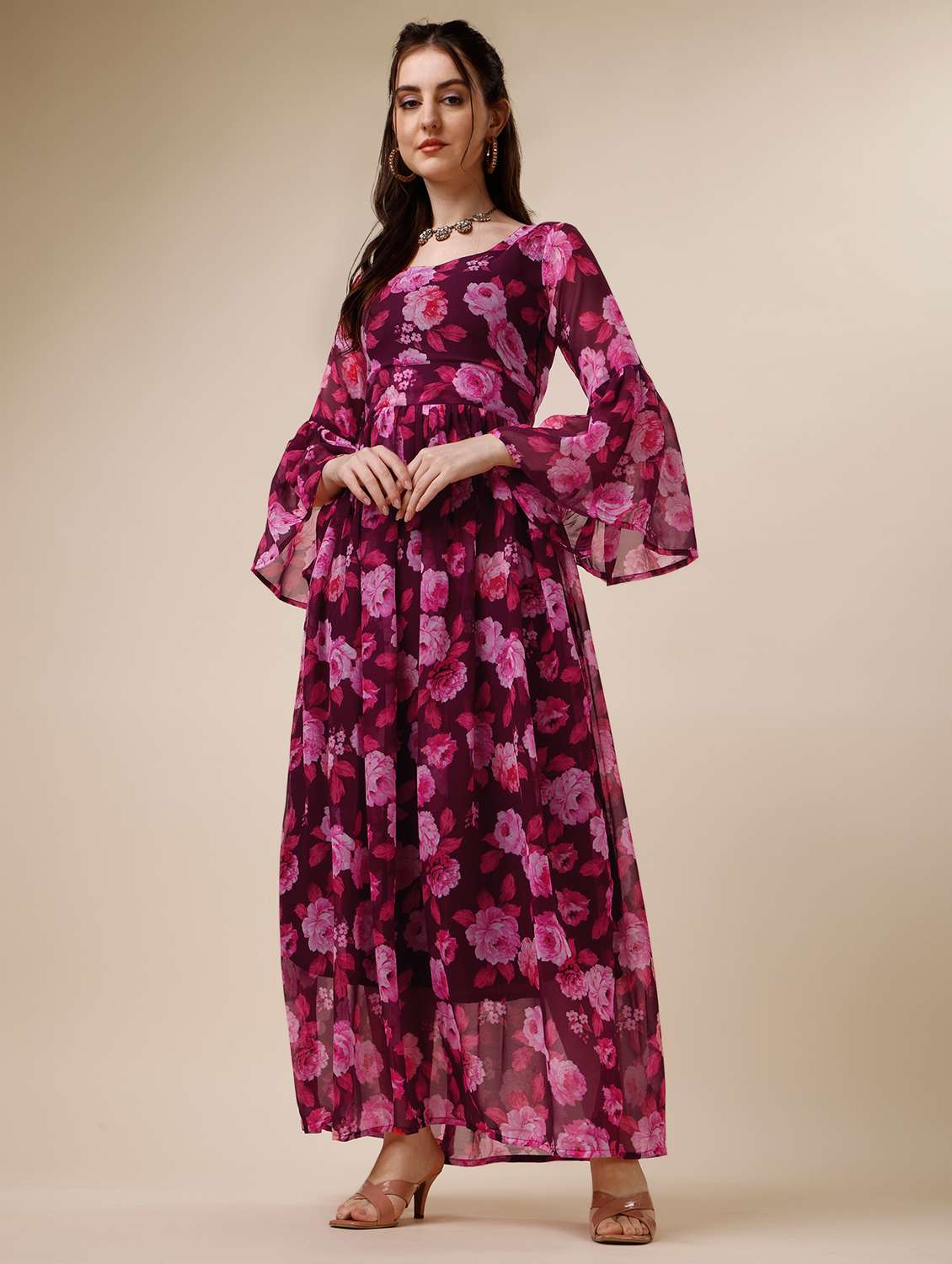 women's fit & flare floral dress - 19971961 - Zoom Image - 0