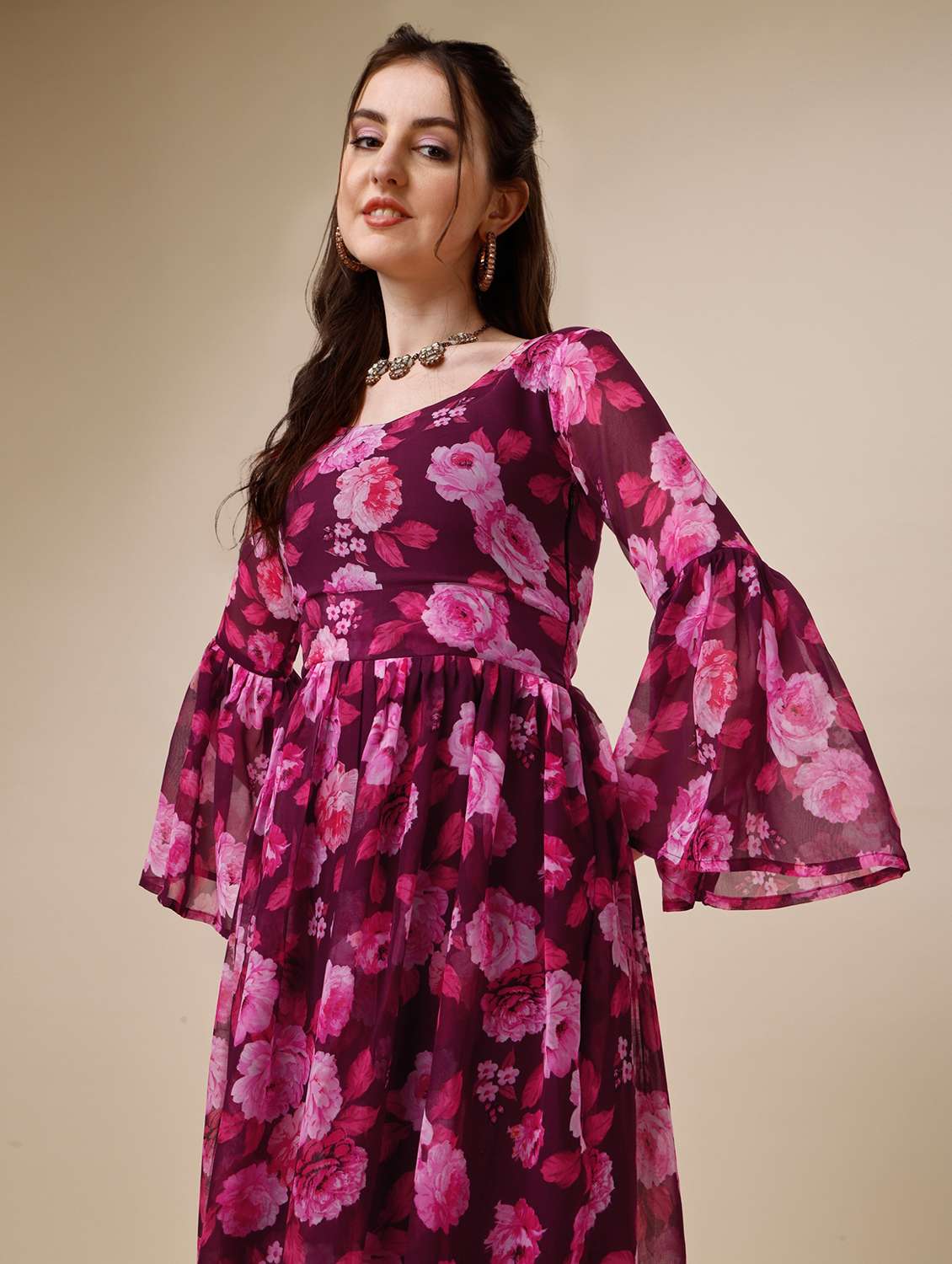women's fit & flare floral dress - 19971961 - Standard Image - 5