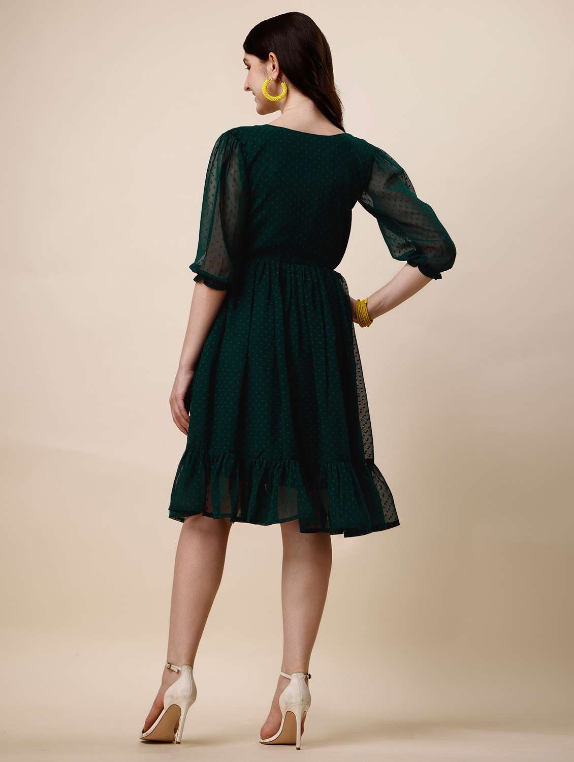 women's tiered dress swiss dots dress - 19971964 - Standard Image - 3