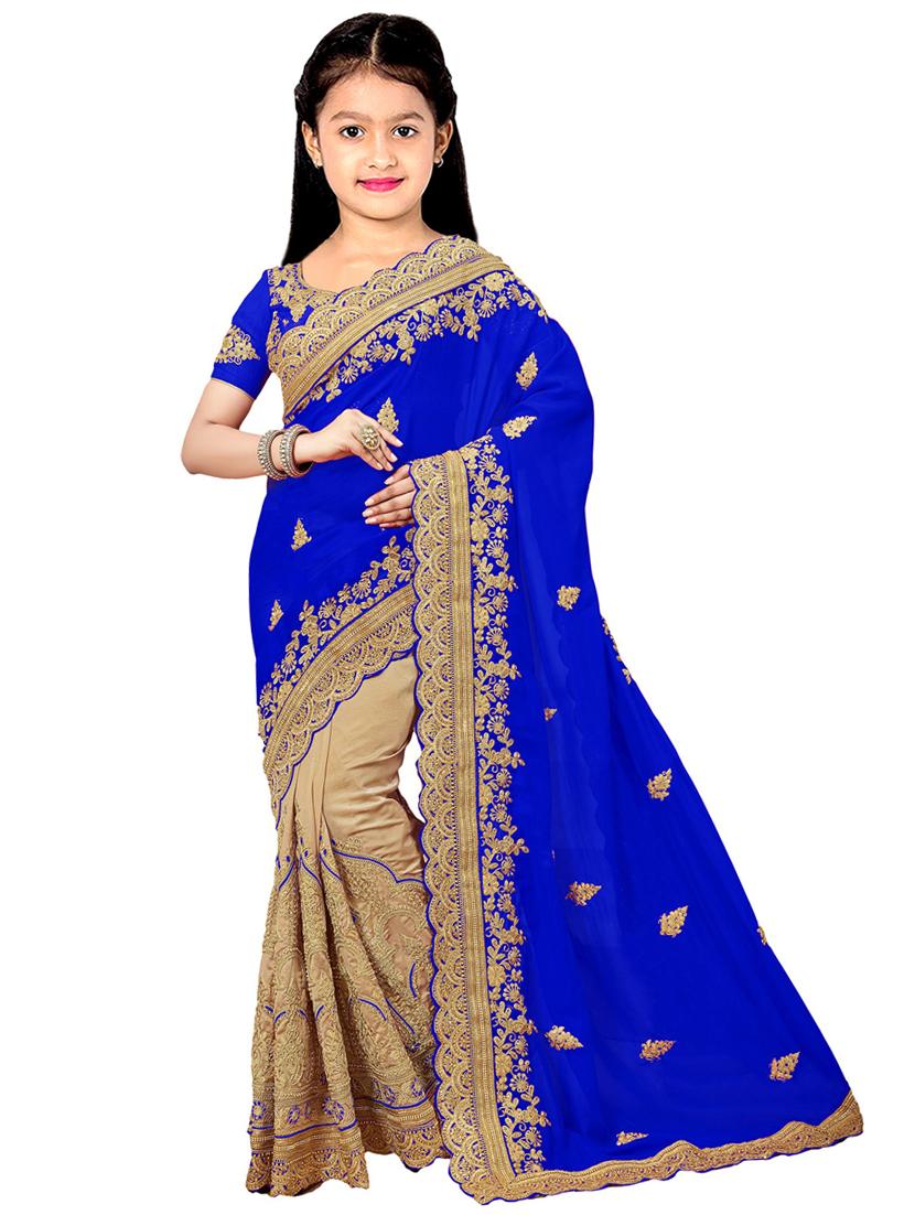 kids embroidered half and half saree - 19974340 -  Zoom Image - 0