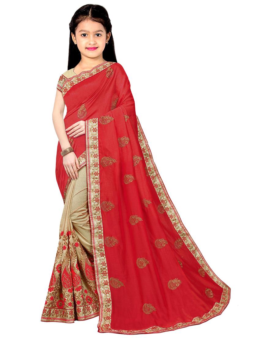 kids embroidered half and half saree - 19974343 - Zoom Image - 0