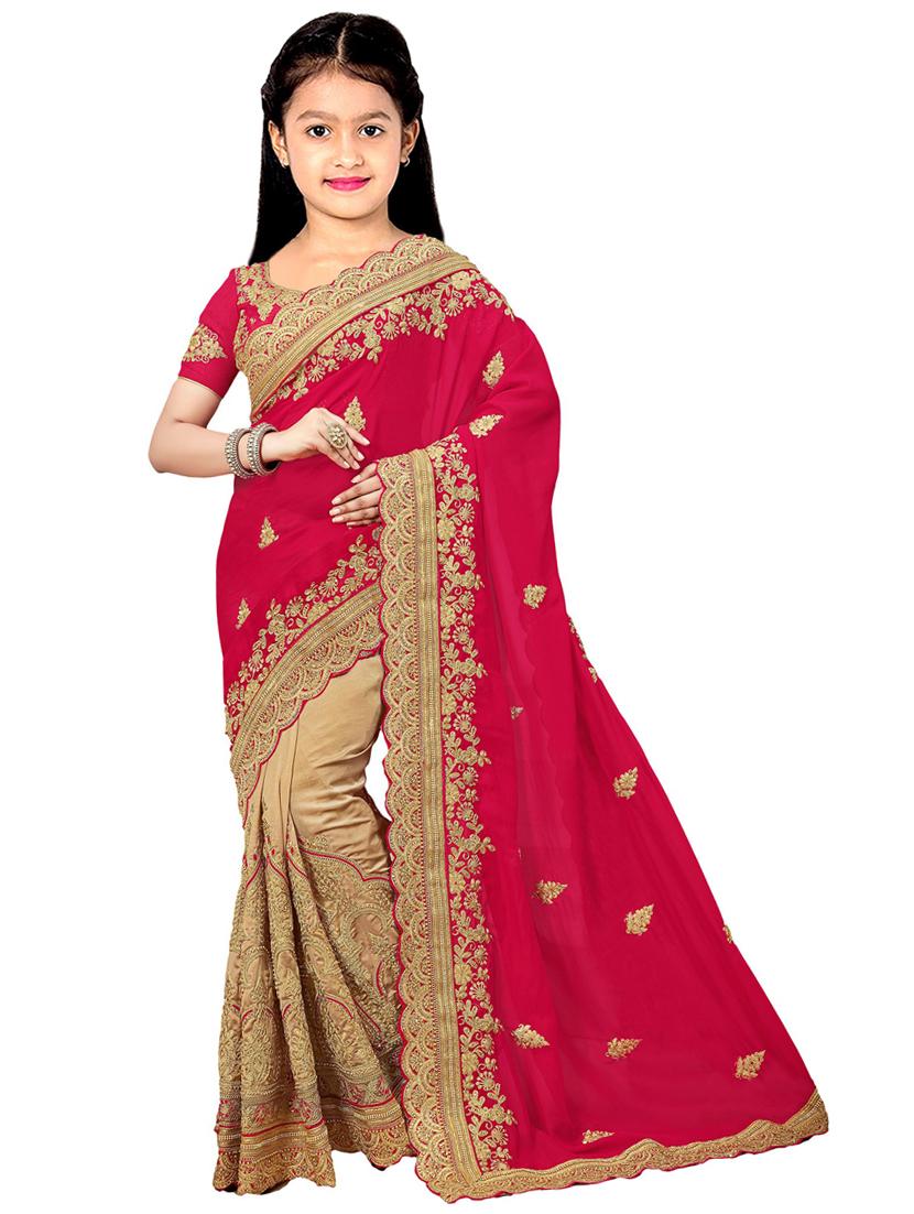kids embroidered half and half saree - 19974344 - Zoom Image - 0
