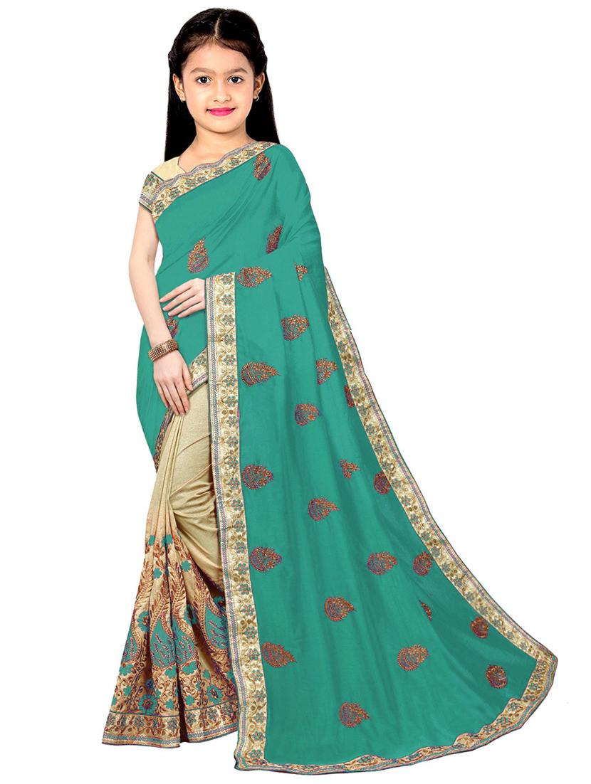 kids embroidered half and half saree - 19974347 - Zoom Image - 0
