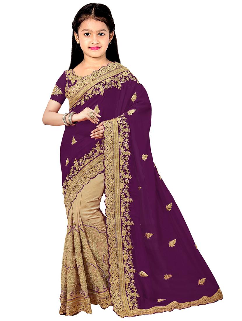 kids embroidered half and half saree - 19974352 - Zoom Image - 0