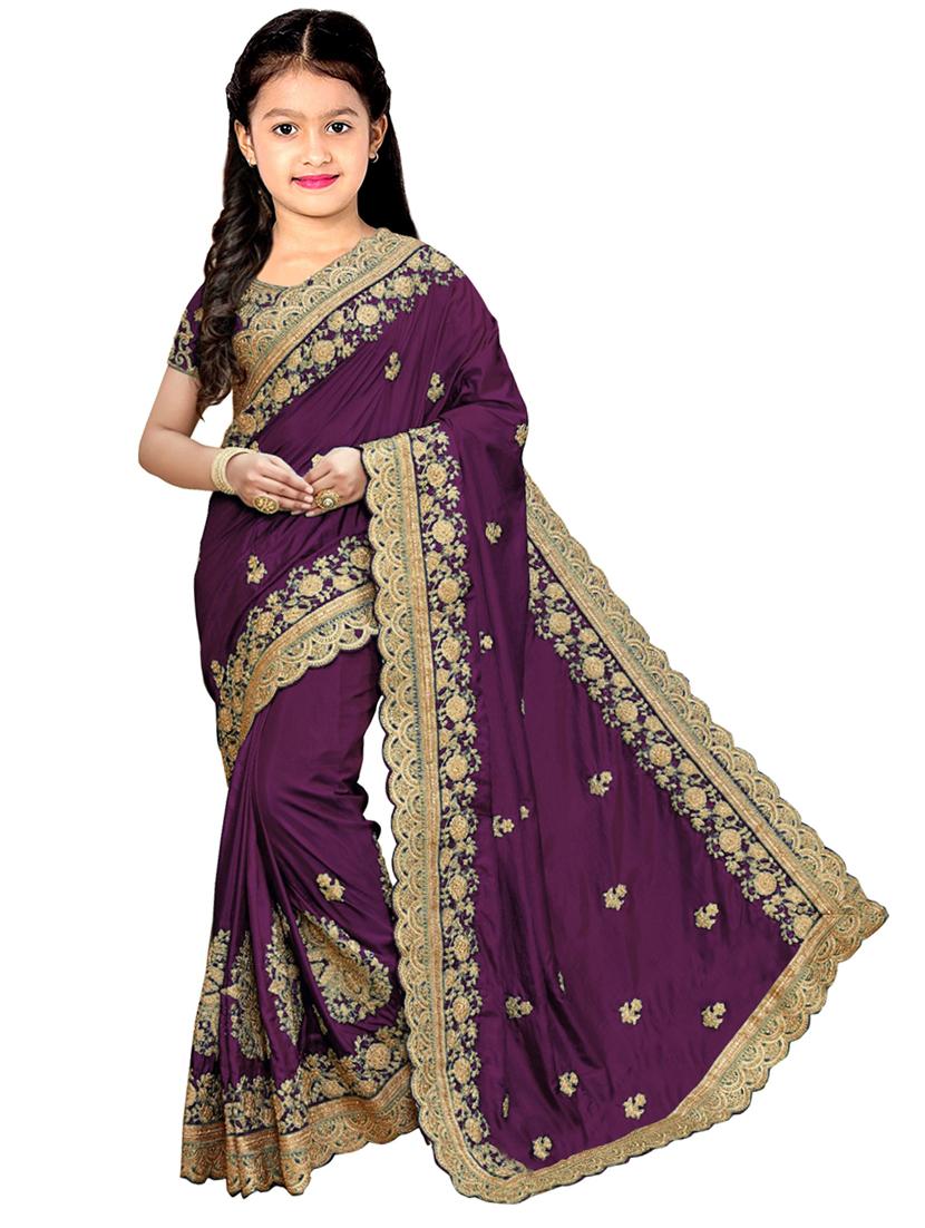 kids embroidered saree - 19974354 - Zoom Image - 0
