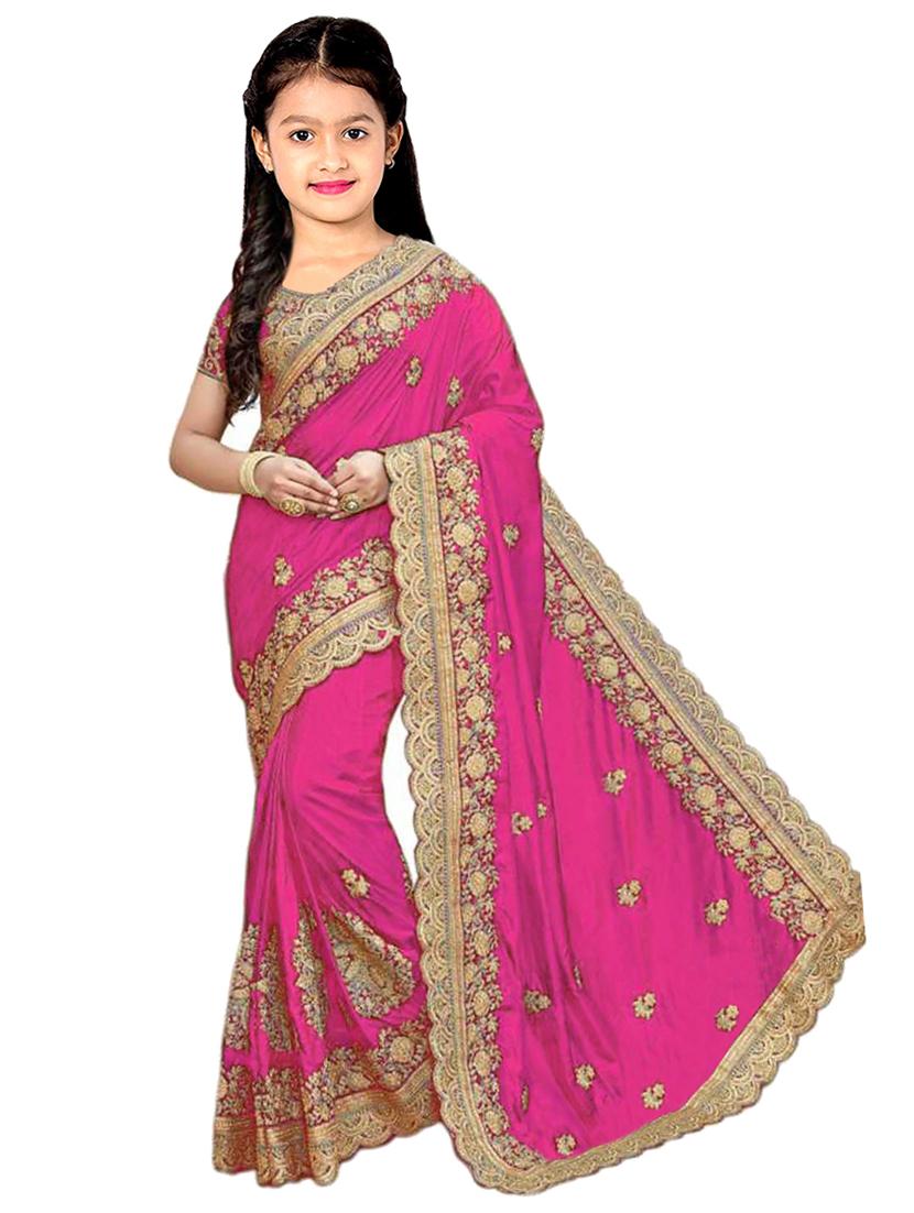 kids embroidered saree - 19974358 - Zoom Image - 0