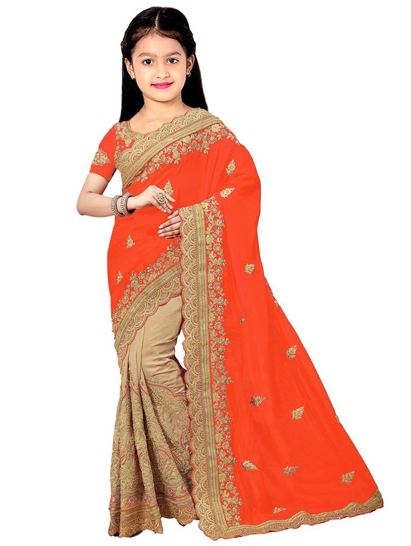 kids embroidered half and half saree - 19974360 -  Zoom Image - 0