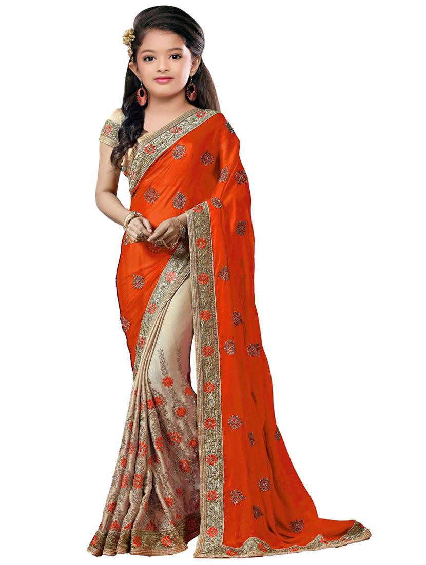 kids embroidered half and half saree - 19974361 -  Zoom Image - 0
