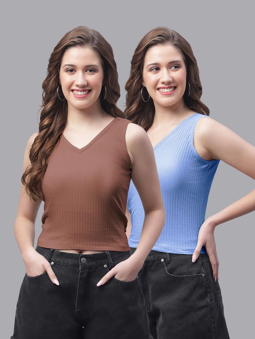 pack of 2 sleeveless crop tops - 19974415 -  Zoom Image - 0