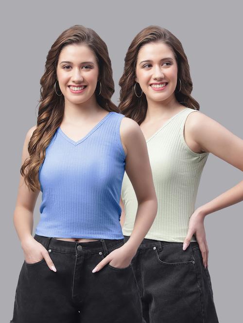 pack of 2 sleeveless crop tops - 19974417 -  Standard Image - 0