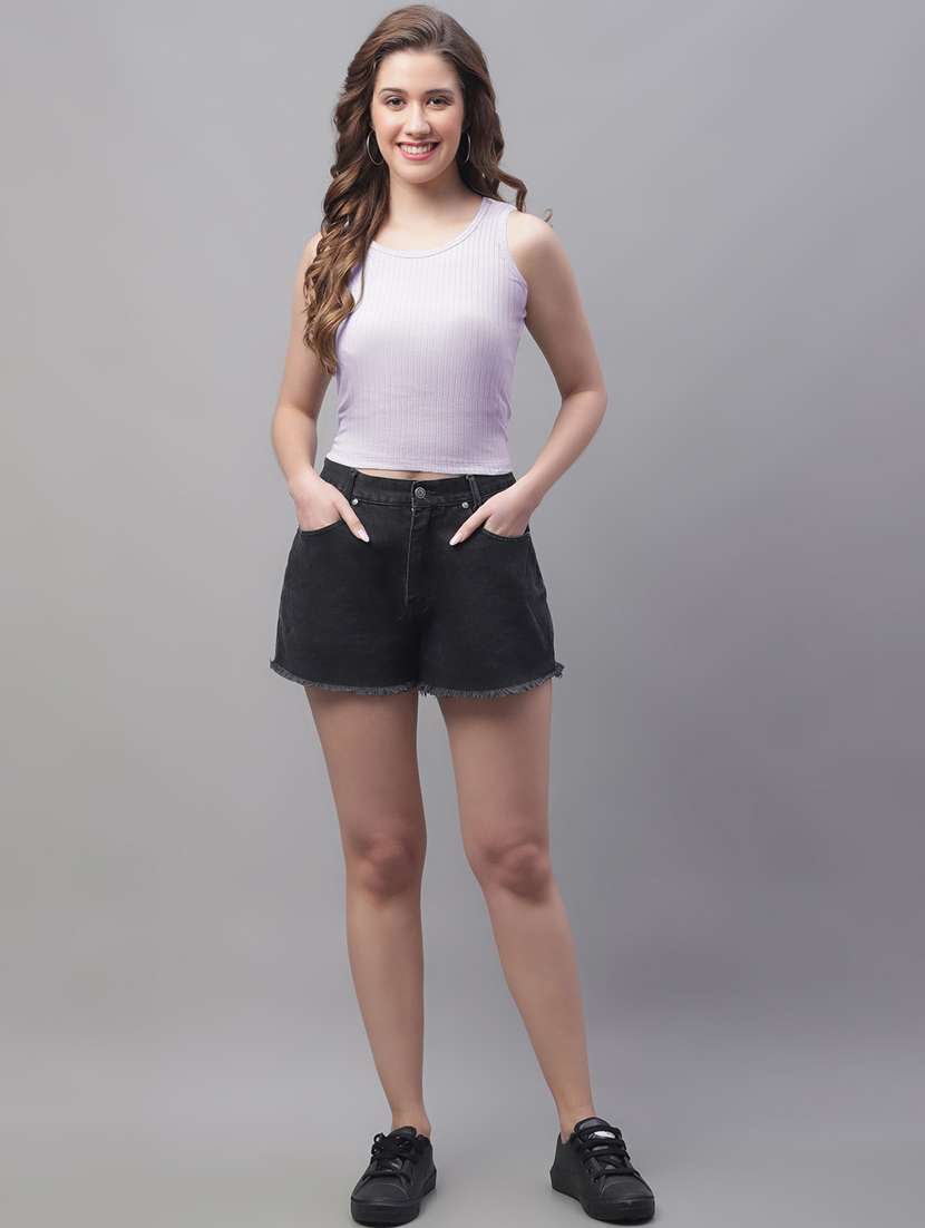 women lavender solid crop top - 19974443 -  Standard Image - 5