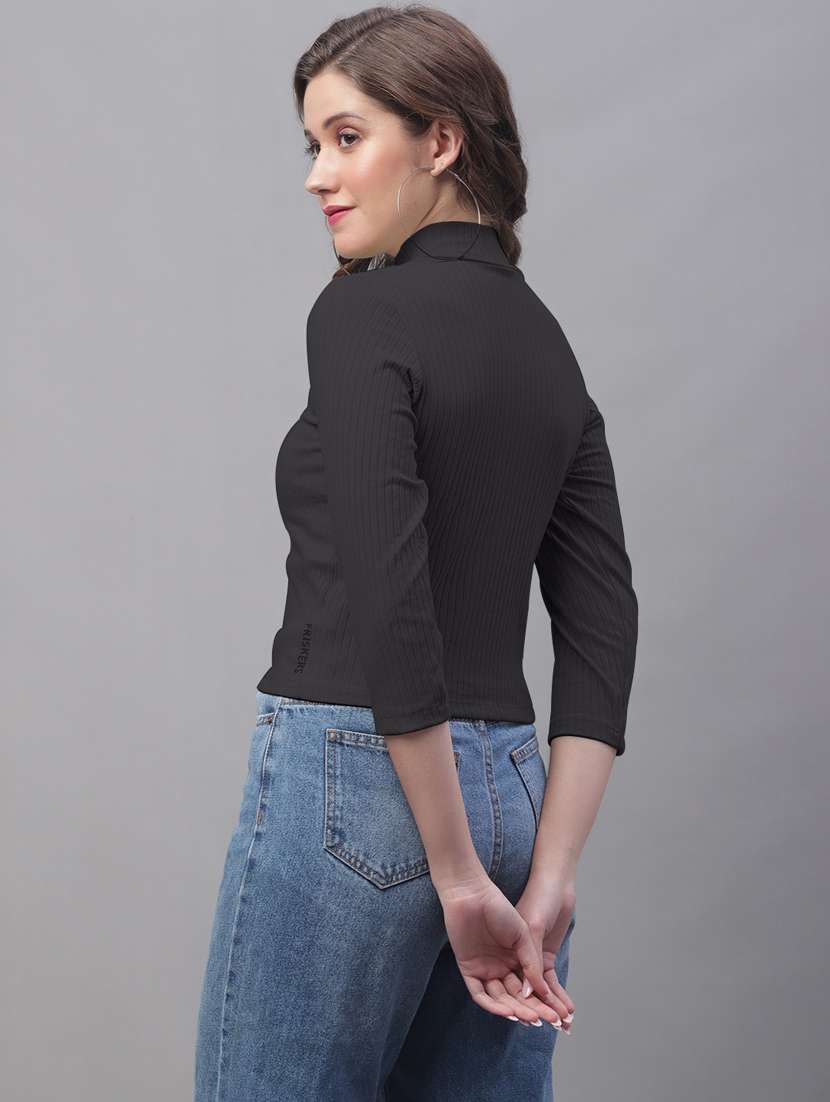 women black solid regular top - 19974452 - Standard Image - 3