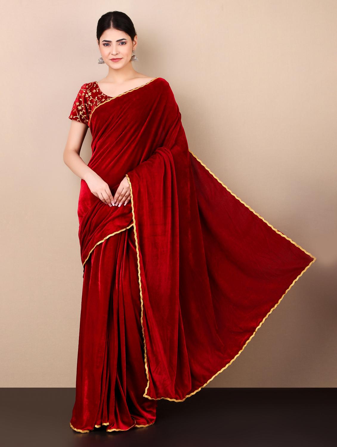 solid bordered saree - 19975546 - Zoom Image - 0