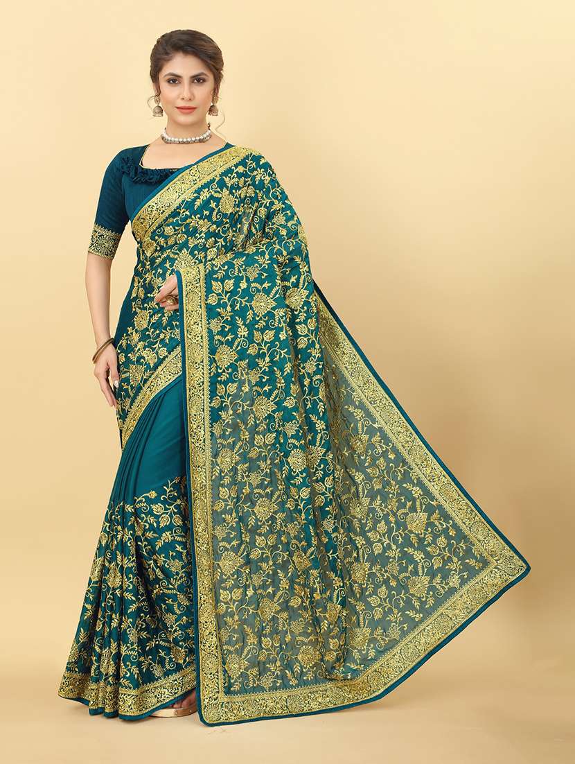 floral embroidered saree with blouse - 19975554 - Zoom Image - 0