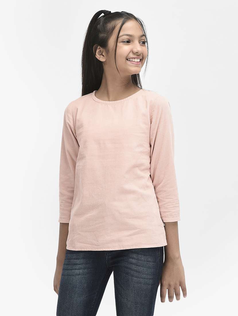 girls solid rosewater pink casual top