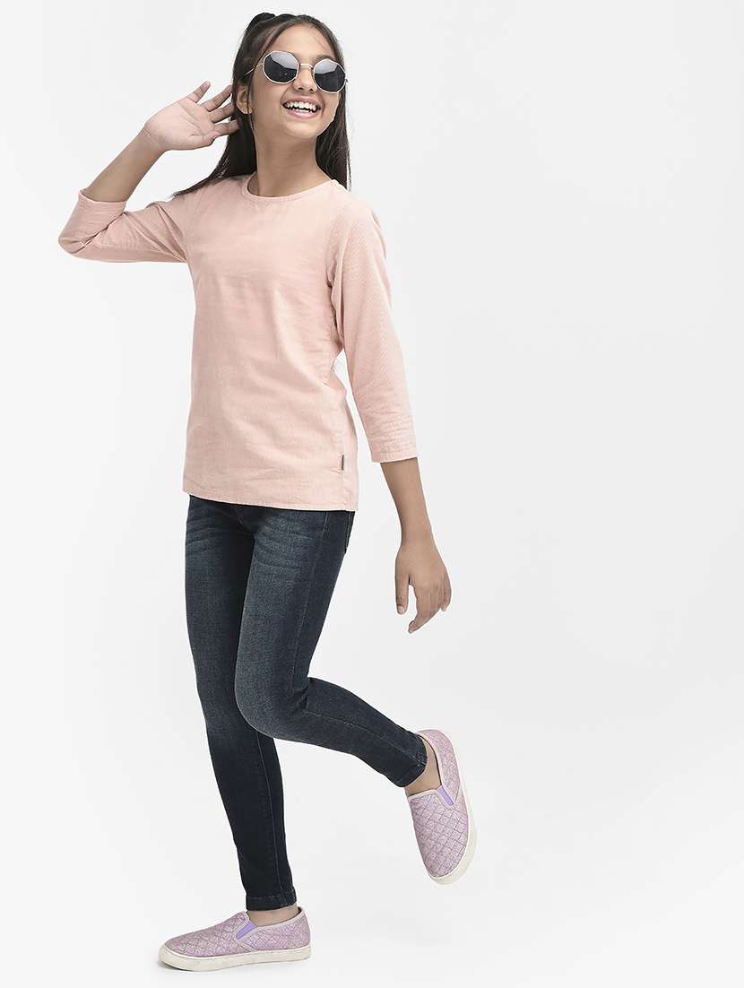 Girls Solid Rosewater Pink Casual Top - 19975787 -  Standard Image - 3