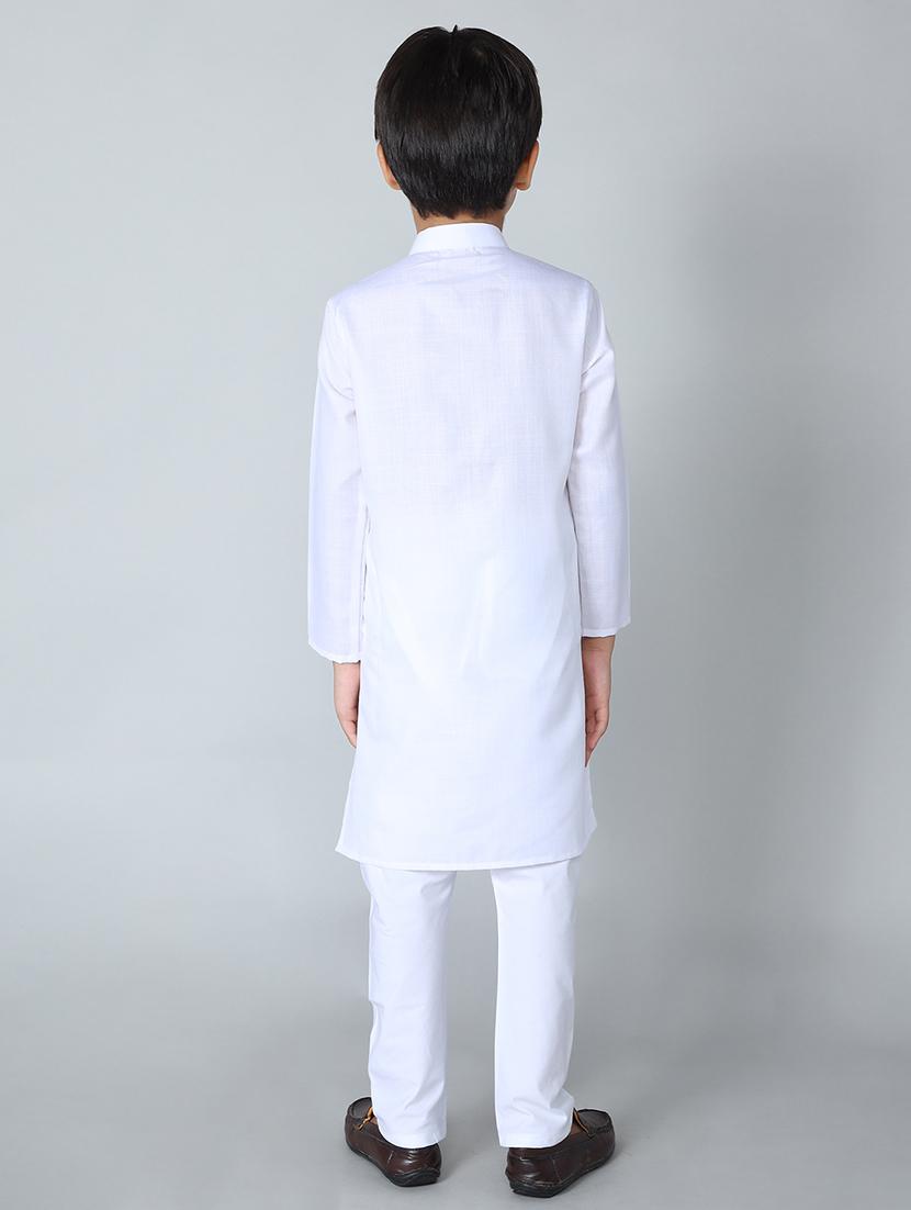 white cotton kurta set - 19975800 - Standard Image - 3
