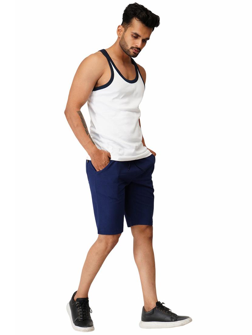 navy blue solid cargo shorts - 19976656 - Standard Image - 3