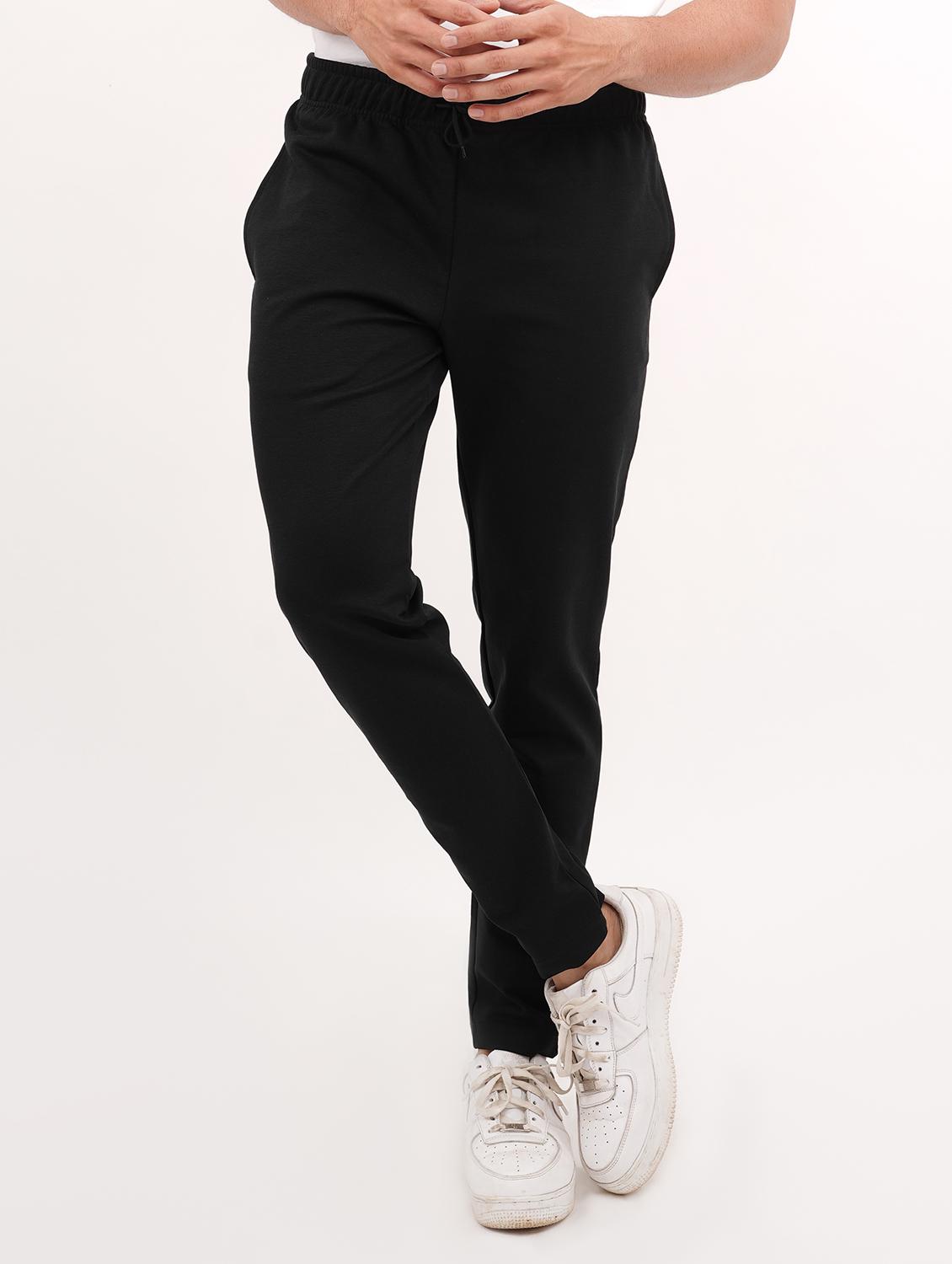 black solid full length track pant - 19977160 - Zoom Image - 0