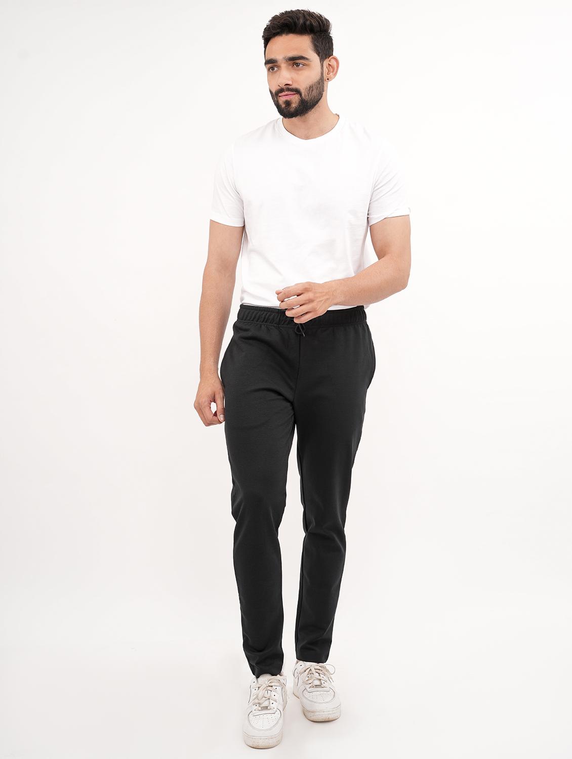 black solid full length track pant - 19977160 - Standard Image - 3