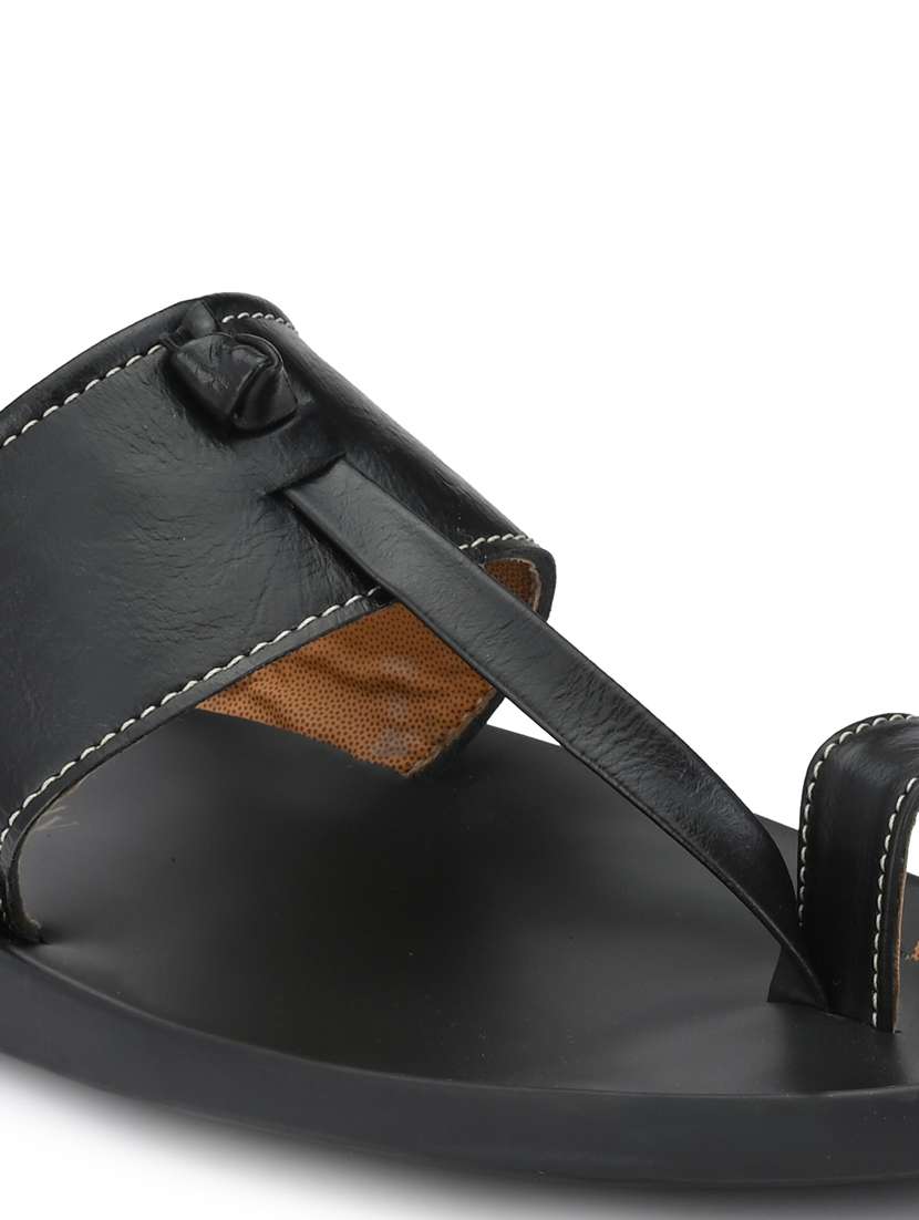 black synthetic & mesh slip on slippers - 19977189 -  Standard Image - 3