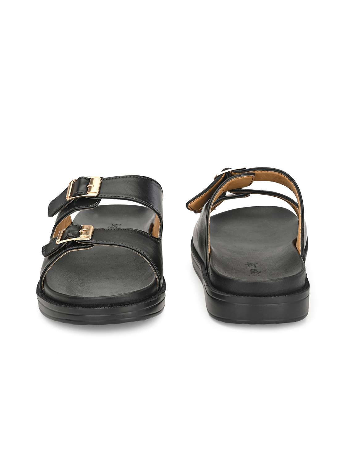 black synthetic & mesh slip on slippers - 19977196 -  Standard Image - 3