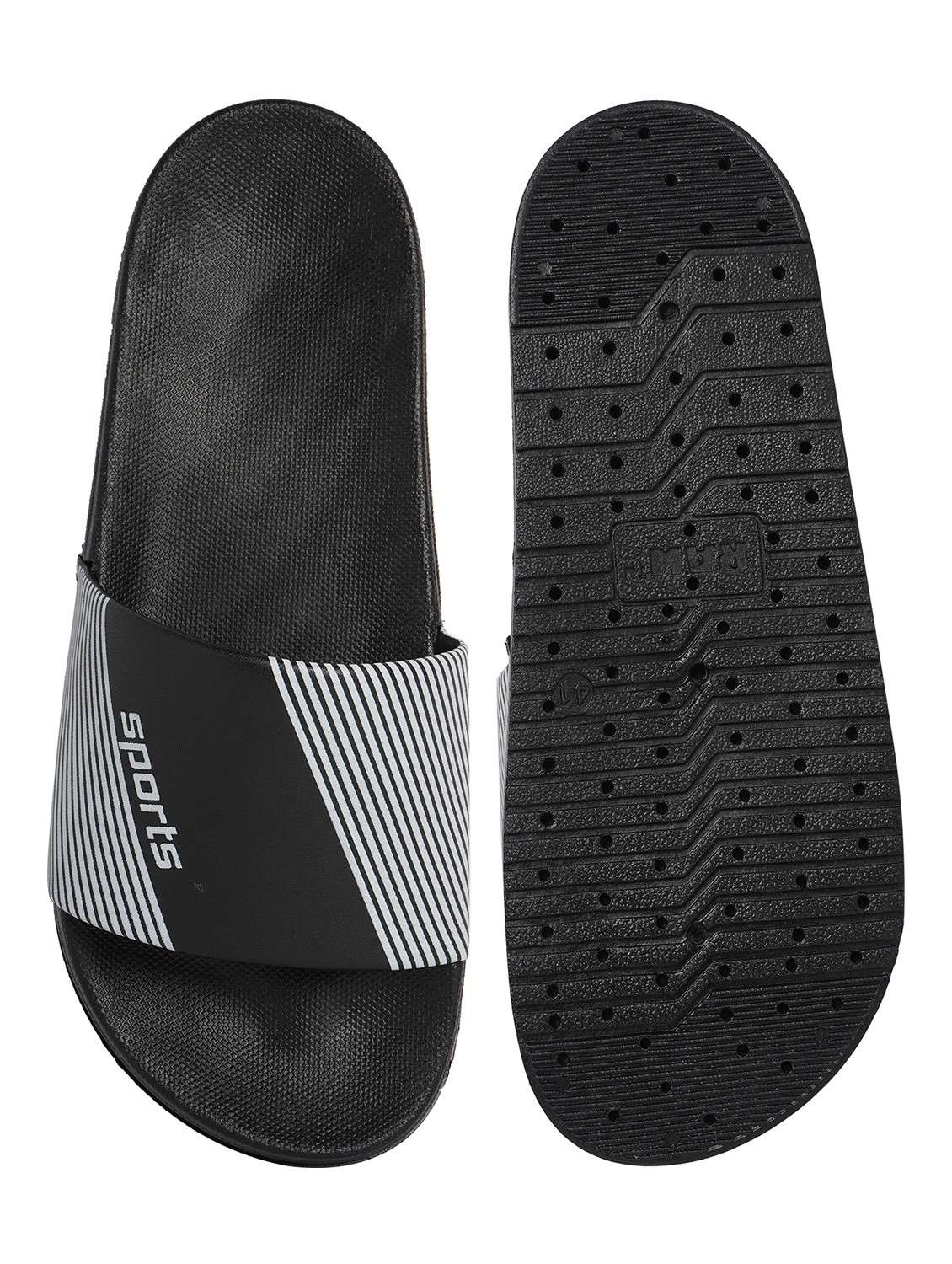 black resin slip on flip flops - 19977760 -  Standard Image - 5