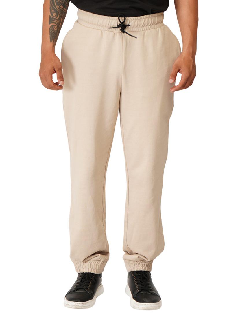 beige solid regular fit jogger - 19980049 -  Zoom Image - 0