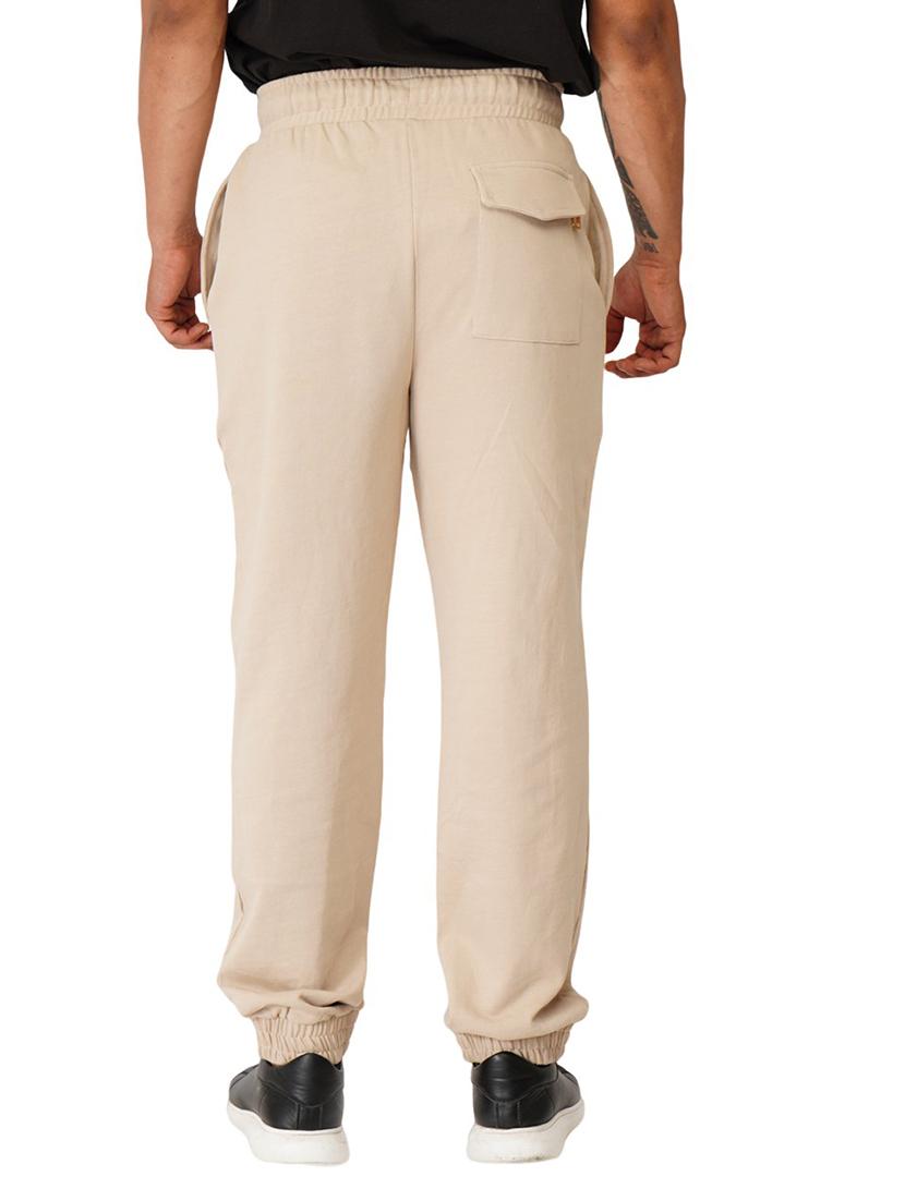 beige solid regular fit jogger - 19980049 - Standard Image - 3