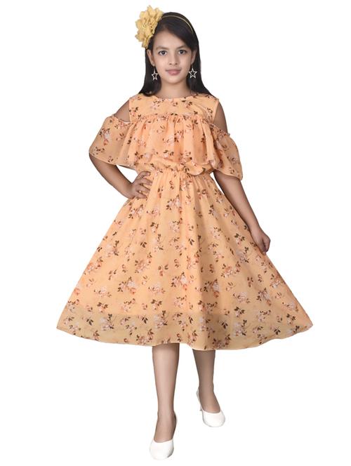 round neck printed georgette frock - 19980173 - Standard Image - 0