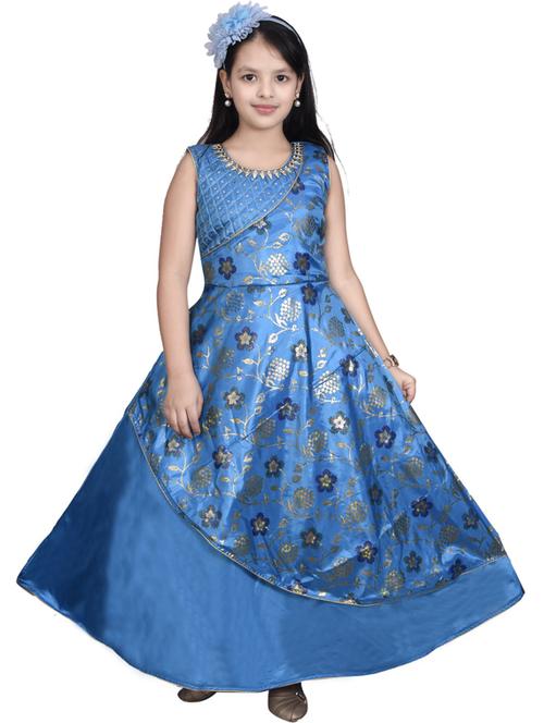round neck printed silk frock - 19980229 -  Standard Image - 0