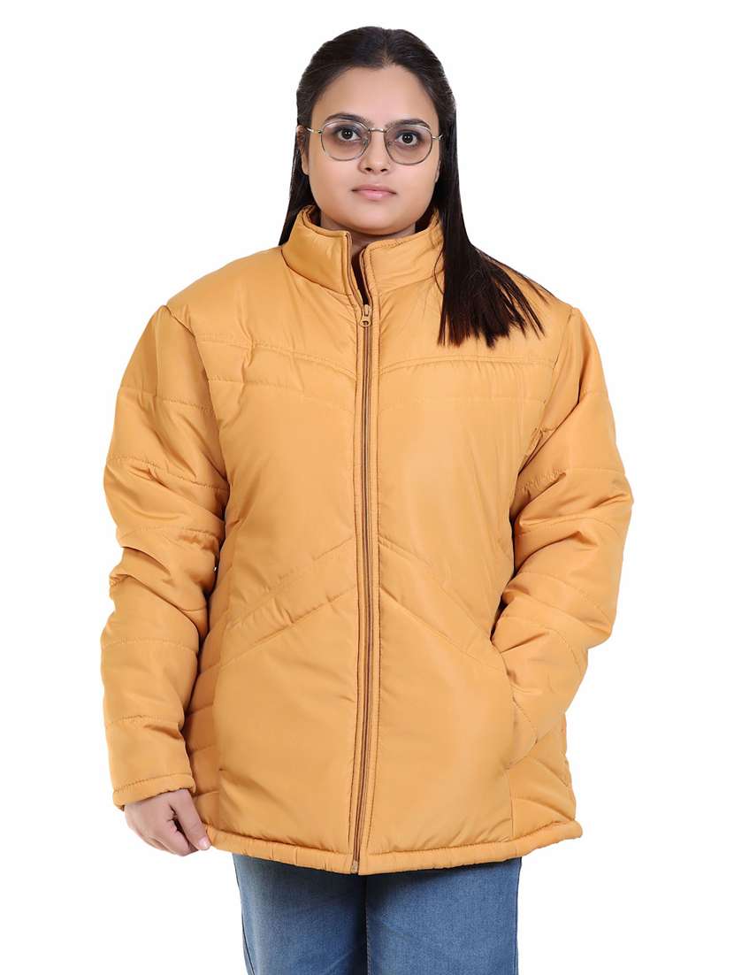solid poly blend quilted & padded jacket