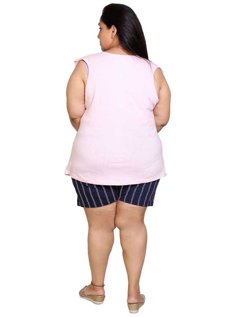 round neck printed nightwear shorts set  - 19981044 -  Standard Image - 3