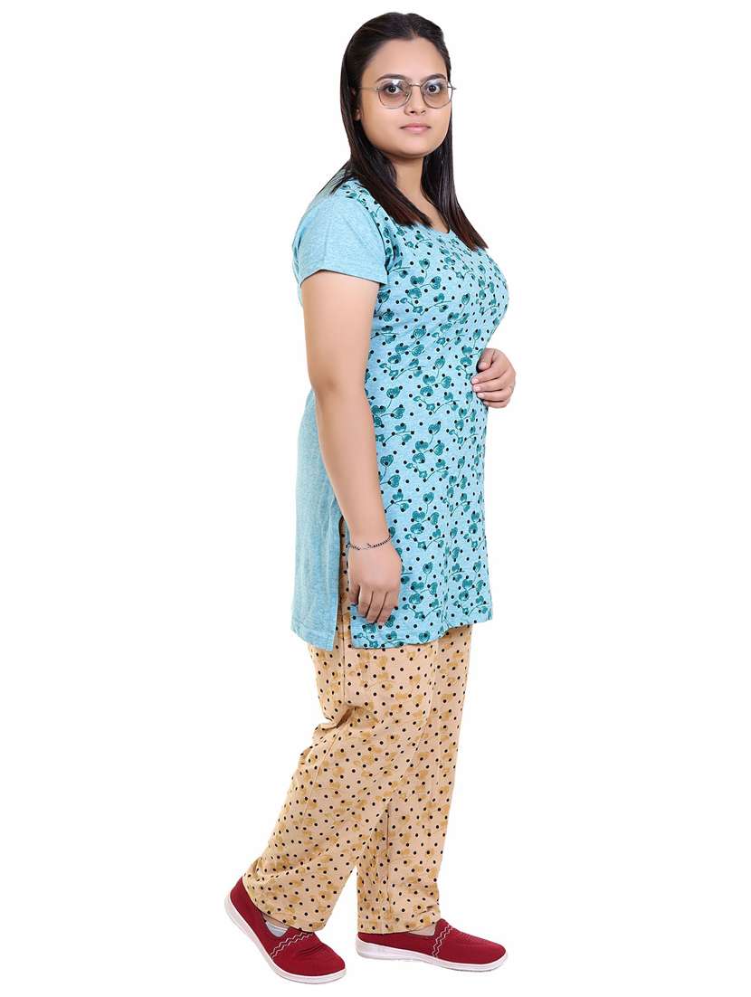 round neck printed nightwear pyjama set  - 19981064 -  Standard Image - 3