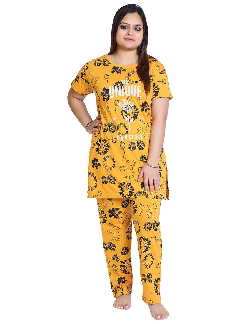 round neck printed nightwear pyjama set 