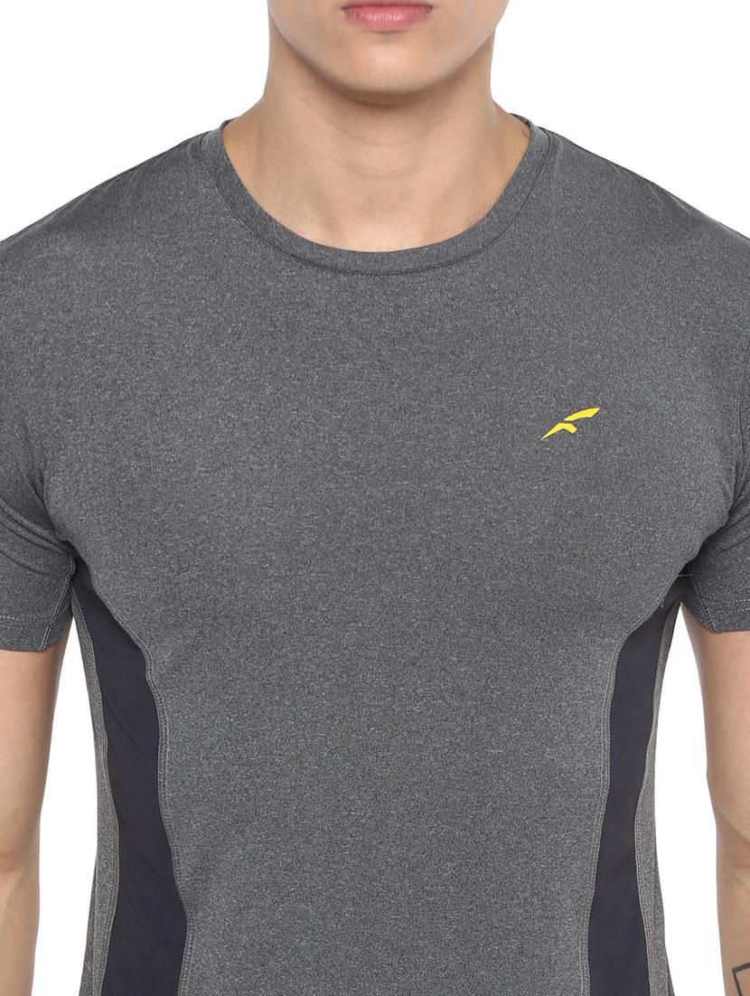 grey color blocked round neck t-shirt - 19981474 - Standard Image - 3